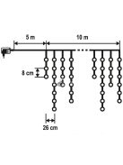 LED-es jégcsap fényfüggöny, 8 programos, 10m, IP44, 230V