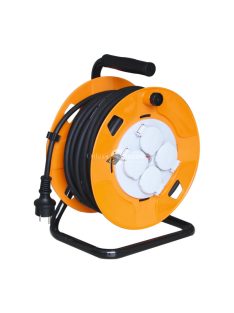   Home HJR 10-50 kábeldob, 50 m, fém talp, IP44-es védelem, H07RN-F 3G1,5 mm2 kábel gumi kábel, max. 3000 W, 4 aljzat takarófedéll