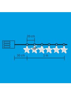   Home MRLC 6/S LED-es tükördísz fényfüzér, 1 m / 72 db hidegfehér LED, alagúthatású csillagdísszel, állófényű, átlátszó vezeték, 