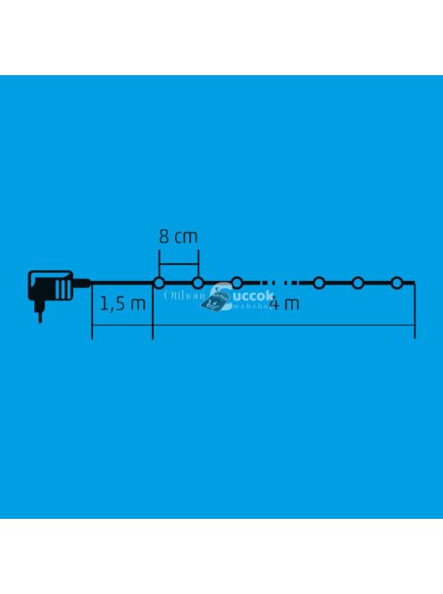 Home KII 50/T LED-es fényfüzér, 4 m / 50 db türkiz LED, állófényű, zöld vezeték, hálózati adapter, beltéri kivitel