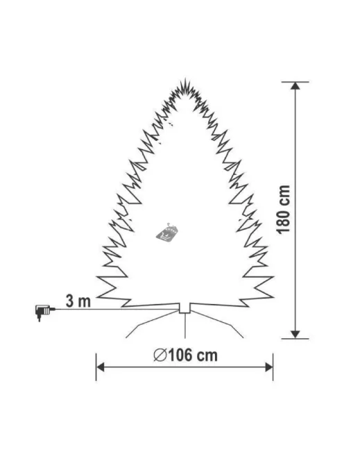 Home KMF 6/180 műfenyő beépített világítással, 350 db LED, 180 cm magasság, 106 cm átmérő, talpkapcsoló, 4 funkció