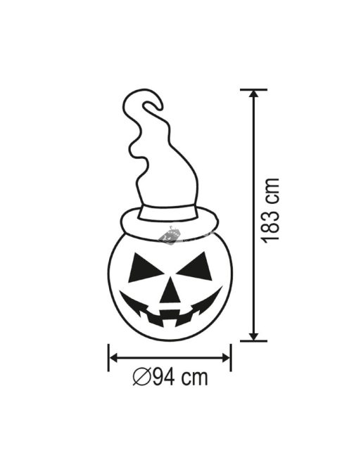 Home KD 180 T felfújható halloween tök, 183 cm, belső LED projektorral, beépített ventilátor, kül- és beltéri