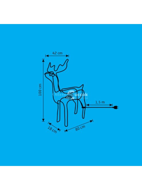 Home ROPE 1 szarvas figura, borostyánszínű LED, fém váz, talpra hajtható, IP44, kültéri, beltéri