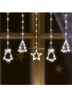   Home KAF 11/WH micro LED-es figurás fényfüggöny, 2 m / 186 db hidegfehér LED, harang / fenyő / csillag figurákkal, hálózati adap