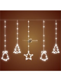   Home KAF 11/WH micro LED-es figurás fényfüggöny, 2 m / 186 db hidegfehér LED, harang / fenyő / csillag figurákkal, hálózati adap