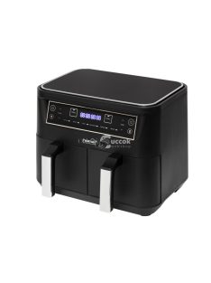  Home HG AF 24 air fryer, forrólevegős fritőz, 2 X 3,8 literes, 6-féle üzemmód, 2460 W, MEAL funkció, DUAL funkció, fekete