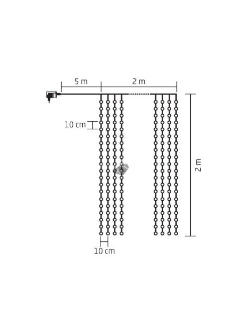 Home MLF 400/WH micro LED-es fényfüggöny, 2x2 m / 400 db hidegfehér micro LED, átlátszó vezeték, hálózati adapter, kül- és belté