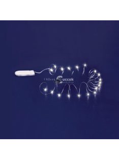   Home MLF 26/WH micro LED-es fényfüzér, 2 m / 20 db hidegfehér micro LED, állófényű, átlátszó vezeték, időzíthető, gombelemes, la