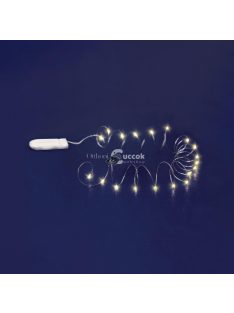   Home MLF 26/WW micro LED-es fényfüzér, 2 m / 20 db melegfehér micro LED, állófényű, átlátszó vezeték, időzíthető, gombelemes, la