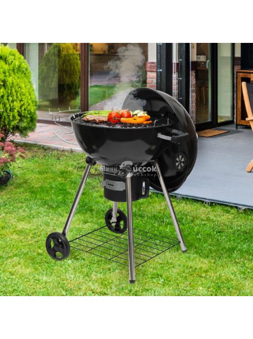 Home GR03 fedeles gömbgrill, faszén, faszénbrikett, zománcozott acél tűztér és fedél, krómozott acél rostély, galvanizált acél s