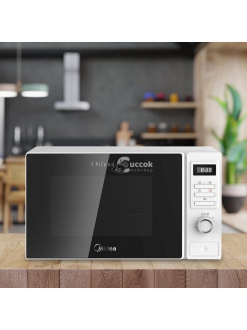 Midea MAM720C2AT (WH) digitális mikrohullámú sütő, 700 W, 20 literes , 8 menü, gyerekzár, fehér
