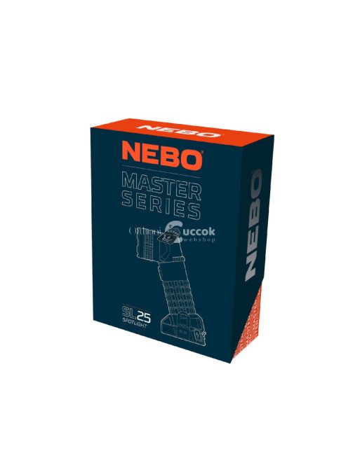 NEBO NEB-SPT-1005-G Master Series SL25 keresőlámpa, 600 lm, 400 m, 3 funkció, IP67, állványra szerelhető, mágneses, övcsipesz