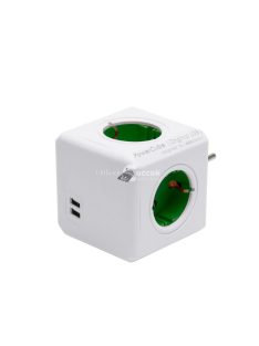  PowerCube Original USB 1202GN/DEOUPC, 4 földelt aljzat gyermekvédelemmel, 2 USB aljzat, max. 3680 W, USB max. 2,1 A