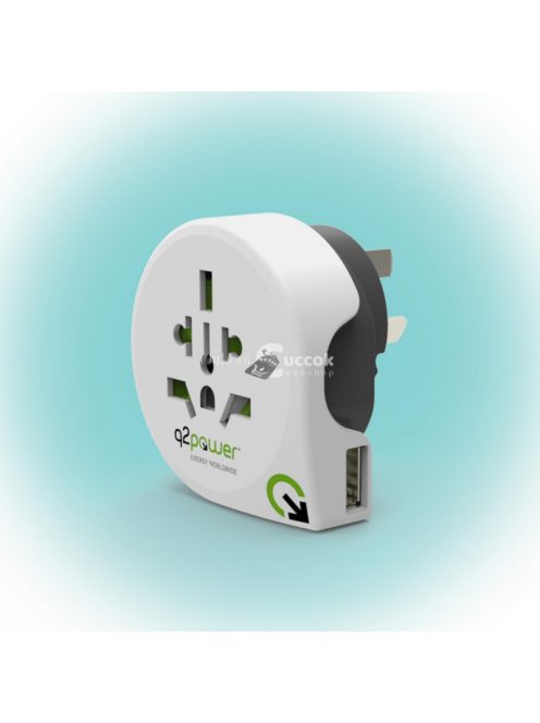 Q2POWER 1.100170 utazóadapter, World to Australia USB, indulási ország: AUS/CHINA, IT, UK, CH, BRAZIL, USA, EURO, célország: AUS/CHI, USB port