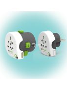 Q2POWER 2.100130 utazóadapter, Qdapter 360 USB, két készülék a szettben: Qdapter (USB aljzattal) és World to Europe