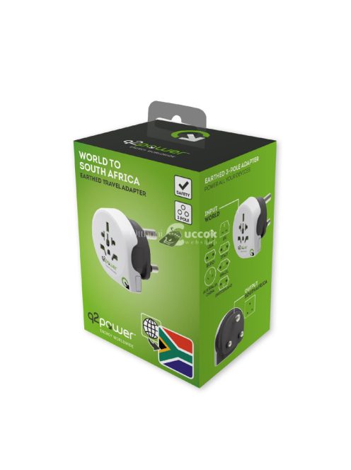 Q2POWER 1.100220 utazóadapter, World to South Africa, indulási ország: AUS/CHINA, IT, UK, CH, BRAZIL, USA, EURO, célország: ZA