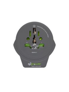   q2power 1.100110-TH utazóadapter, World to Europe USB, USB 5V 2.4A, max. 16 A, 250 V - 4000 W teljesítmény