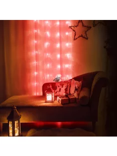   Family Fényfüggöny - 48 db piros LED - 60 x 120 cm - 2 x AA