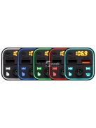 SAL FMBT 18RGB autós kihangosító és töltő, 5 in 1, FM modulátor, dupla USB gyorstöltő, feszültségmérő, basszus-kiemelés gomb