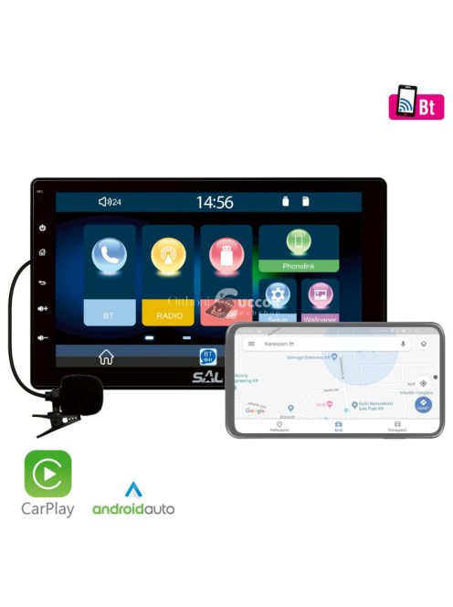 SAL VB X1000 autórádió és multimédiás lejátszó, 4 x 45 W, 2 + 1 RCA, CarPlay, Android Auto, USB Mirror Link