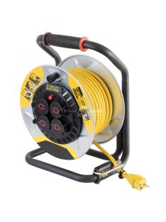   STANLEY SXECCM2FAVE kültéri fém kábeldob, 40 m, IP44-es védelem, kábelvezető, masszív fém dob és láb, H07RN-F 3G1,5 mm2 kábel, m