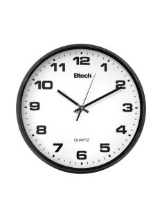   Btech BH-130 falióra, 25 cm átmérő, fekete számlap, fekete keret, műanyag