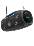 SAL BT9000 hordozható boombox, vezeték nélküli hangszóró, 100 W, IPX5, BT TWS, AUX, USB/microSD, Soft Touch gombok, ~10 h üzemidő, USB-C töltőkábel