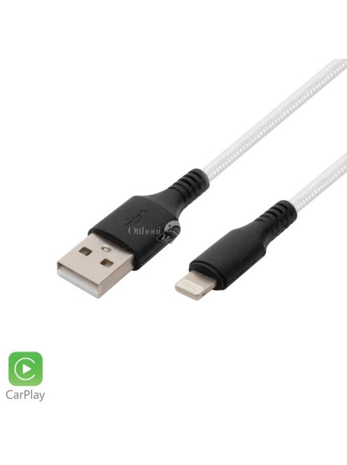 Home USBAL1 töltőkábel, USB A / Lightning, 2.1A, 1m, szövött, fehér