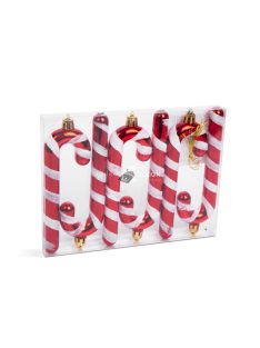   Family Karácsonyfadísz szett - piros / fehér cukorbot - 13 cm - 6 db / szett