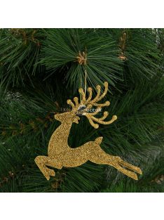   Family Karácsonyfadísz - glitteres rénszarvas - 12 cm - piros/arany/ezüst - 4 db / csomag