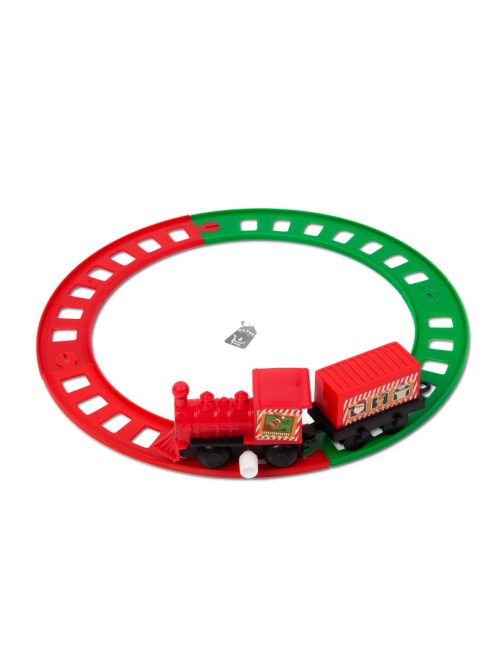 Family Karácsonyi kisvasút - felhúzható - piros / zöld - 20 cm