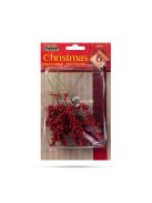 Family Karácsonyi dekoráció - piros bogyók - 8 cm - 6 db / csomag