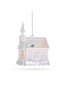   Family Karácsonyi dísz - irizáló, akril templom - 75 x 100 x 60 mm