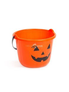 Halloween-i műanyag vödör - tök mintás - 20 x 15 cm