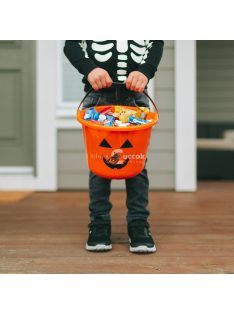 Halloween-i műanyag vödör - tök mintás - 20 x 15 cm