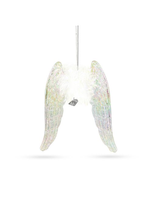 Family Karácsonyi dísz - irizáló, akril angyalszárnyak - 15 x 12,5 x 1,5 cm