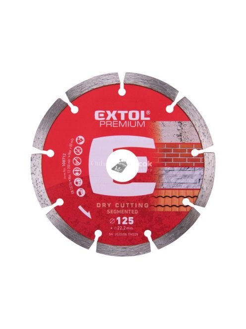 EXTOL PREMIUM gyémántvágó szegmenses; 150×22,2mm max.10.200 f/min