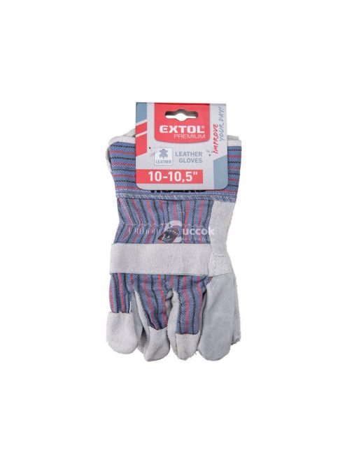 EXTOL PREMIUM kesztyű munkához, vastag sertésbőr, férfi 10-es méret, erősített tenyér, CE