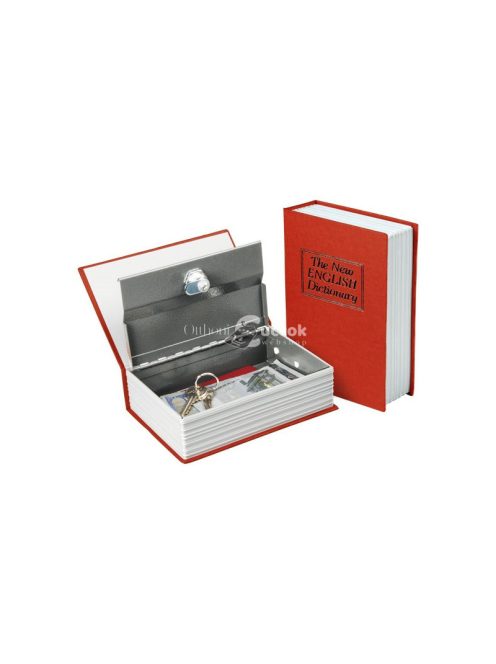 EXTOL CRAFT pénzkazetta, könyv típusú, 2db kulccsal, változó színekben, festett acél, műanyag/papír borítás ; 180×115×54mm