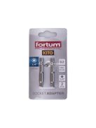 FORTUM adapter klt. 2 db, dugókulcsok gépi befogásához; S2 acél, 1/4, 50 mm, bliszteren