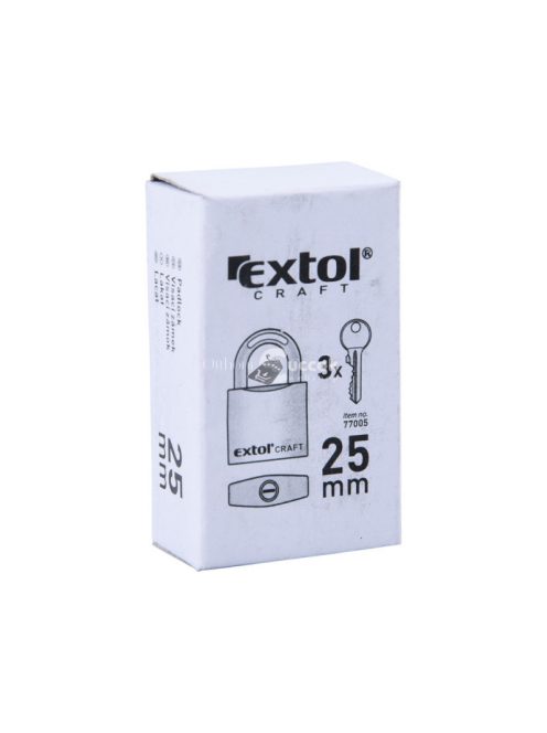 EXTOL CRAFT lakat, vas, 3 kulccsal, dobozban ; 25mm