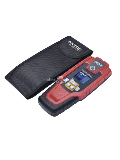 EXTOL PREMIUM digitális detektor, rejtett fém (vas, réz, alu) és fa tárgyak, illetve feszültség alatti vezeték keresésére, LCD k
