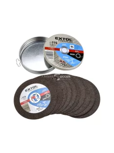   EXTOL PREMIUM vágókorong 10 db, acélhoz/inoxhoz, kék; 125×1×22,2mm, max 12200 ford/perc, fémdobozban