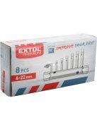 EXTOL PREMIUM csőkulcs klt., 10db (8 csőkulcs+2 hajtóvas), CrV., 6-22mm (6×7;8×9;10×11;12×13;14×15; 16×17;18×19;20×22)