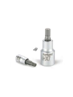   FORTUM bitdugófej, imbusz, 1/2', 61CrV5/S2, mattkróm; 6mm (HX6), 55mm FORTUM