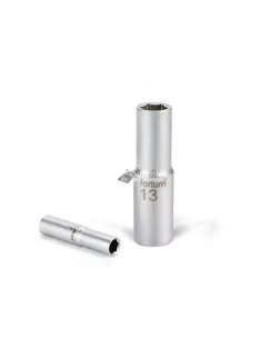   FORTUM dugófej, hosszított, 1/2', 10mm, 61CrV5, mattkróm, 77mm hosszú FORTUM