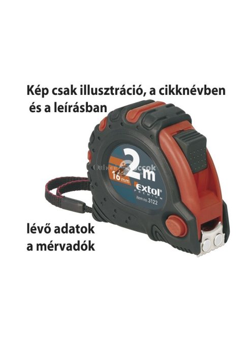 EXTOL PREMIUM mérőszalag, gumírozott, mágneses 3 stoppos; 3m×19mm