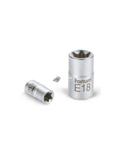   FORTUM dugófej, torx, 1/2, 61CrV5 mattkróm, 38mm hosszú; E12 FORTUM