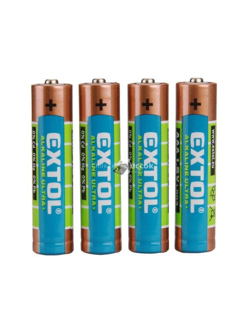 EXTOL ENERGY elem klt. 4 db, alkáli, 1,5V, méret: AAA (LR03); hosszú étettartam, bliszteren