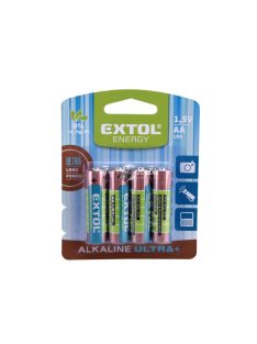   EXTOL ENERGY elem klt. 4 db, alkáli, 1,5V, méret: AA (LR6); hosszú étettartam, bliszteren